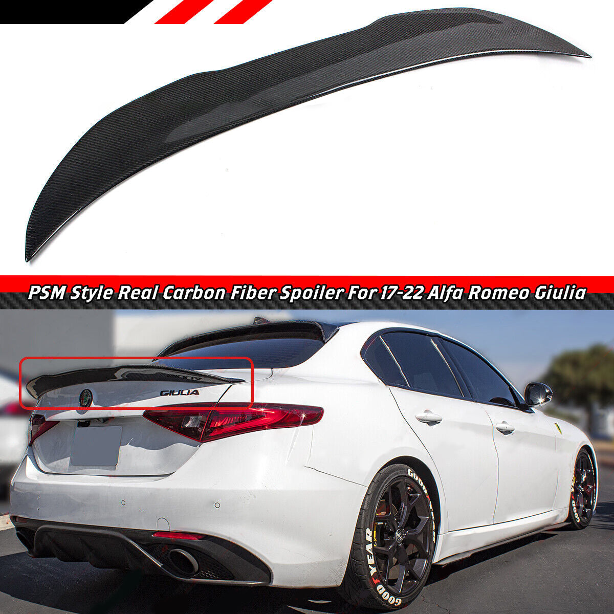 BRAND NEW 2017-2023 ALFA ROMEO GIULIA HIGH KICK Real Carbon Fiber