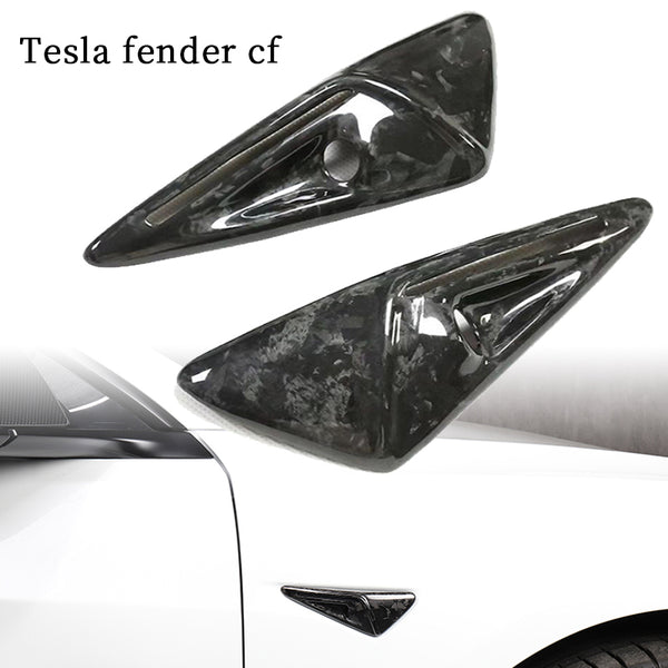 Brand New Tesla Model 3 / Model Y Real Carbon Fiber Forged Side Fender  Camera Vent Cover Full Trim