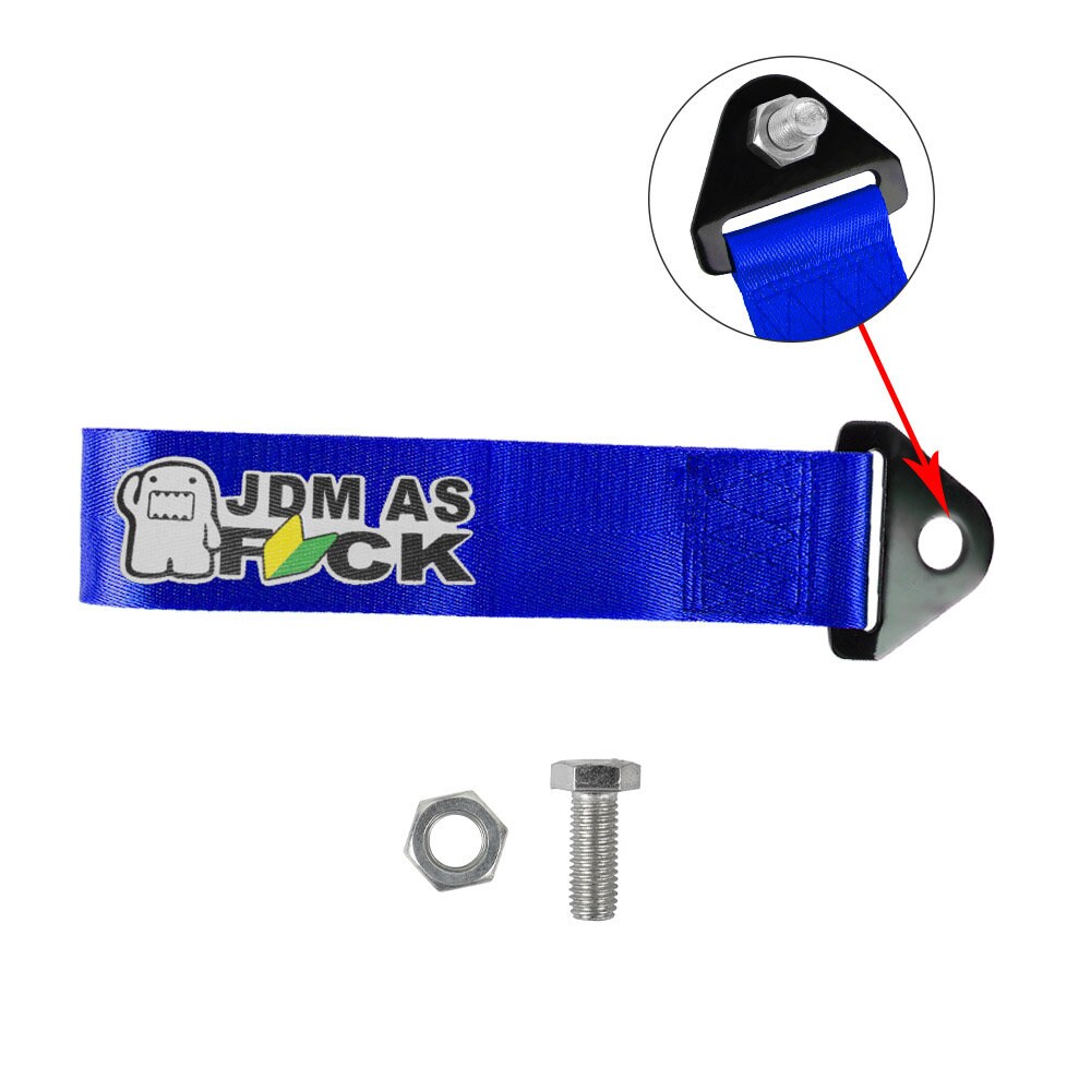 Brand New Jdm As Fck High Strength Blue Tow Towing Strap Hook For