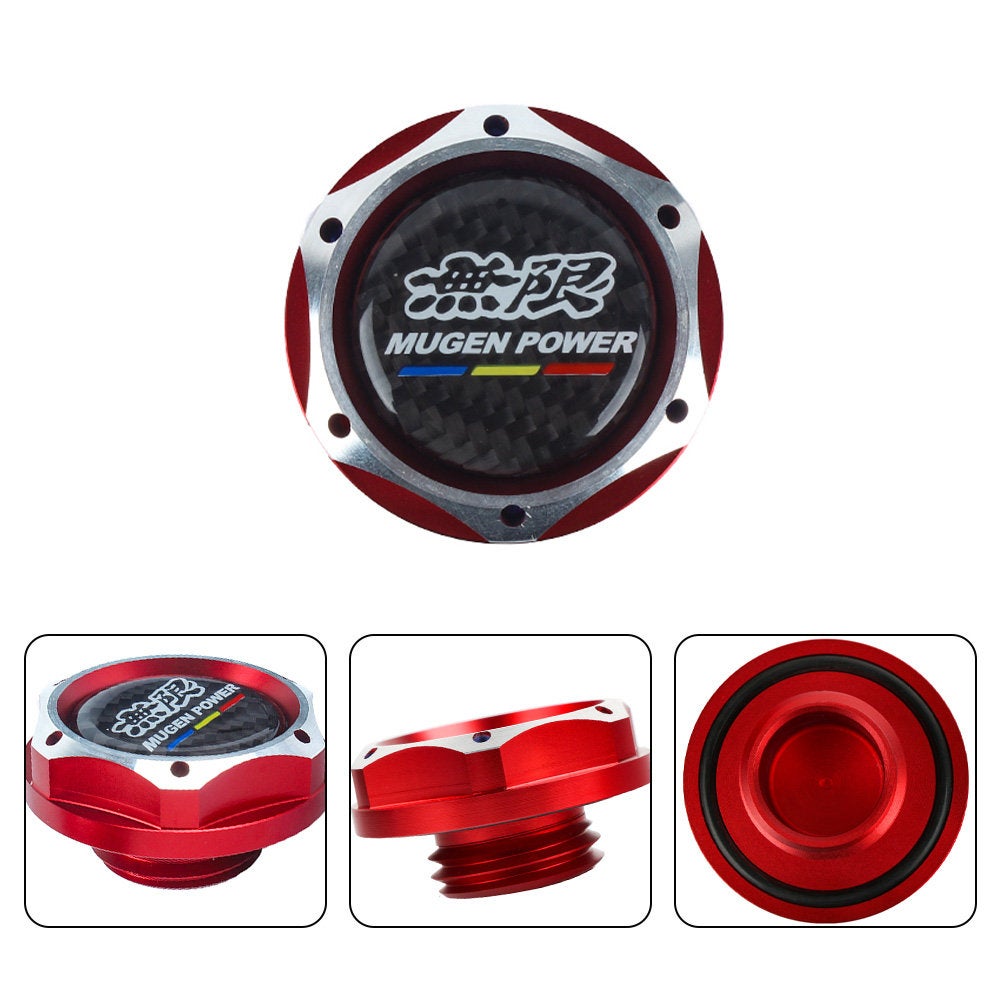 Brand New Jdm Red Engine Oil Cap With Real Carbon Fiber Mugen