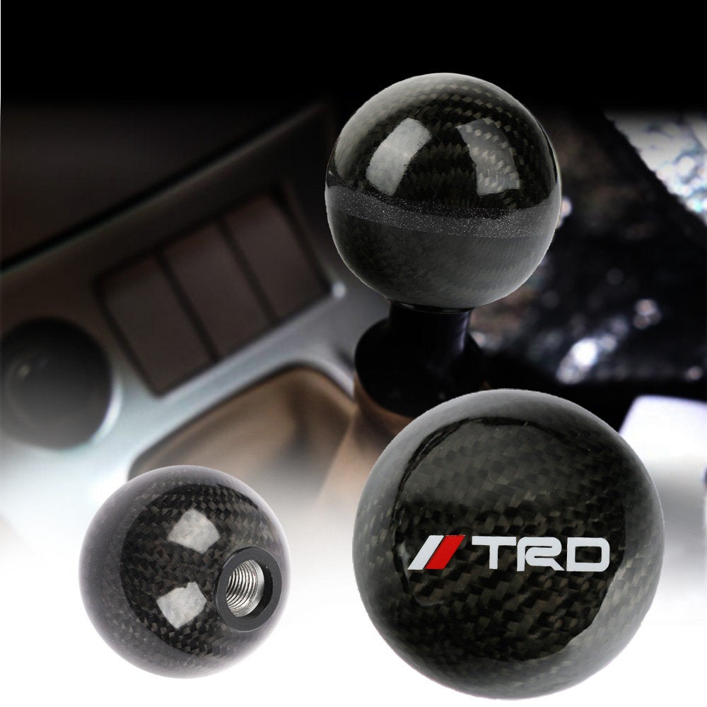 Brand New TRD Universal Real Carbon Fiber Ball Manual MT Gear Shift Shifter  Knob W/Black Stripe