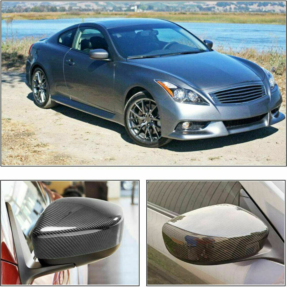 Brand New 2009-2015 INFINITI G25 G37 Q40 Q60 Real Carbon Fiber Side View  Mirror Cover Caps