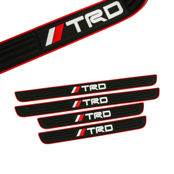 Brand New 4PCS Universal TRD Red Rubber Car Door Scuff Sill Cover