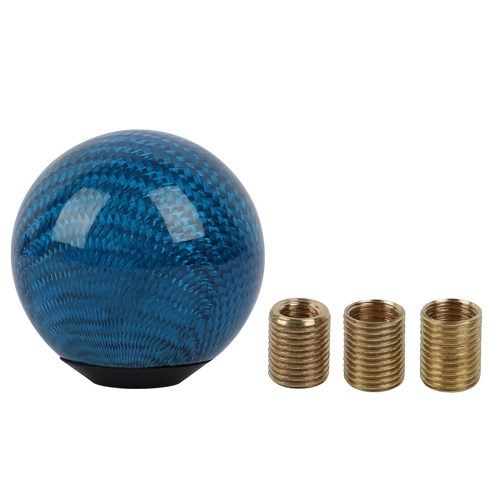 Brand New Universal HKS Car Gear Shift Knob Round Ball Shape Blue Real Carbon Fiber M8 M10 M12