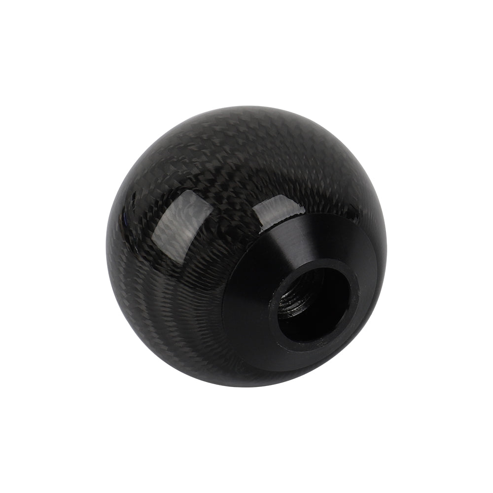 Brand New Universal Ralliart Car Gear Shift Knob Round Ball Shape Black Real Carbon Fiber M8 M10 M12