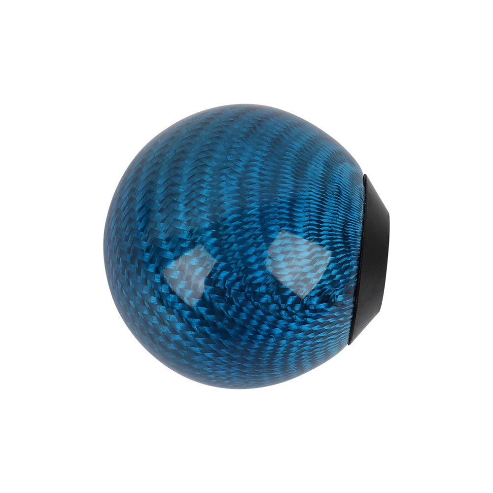 Brand New Universal Ralliart Car Gear Shift Knob Round Ball Shape Blue Real Carbon Fiber M8 M10 M12