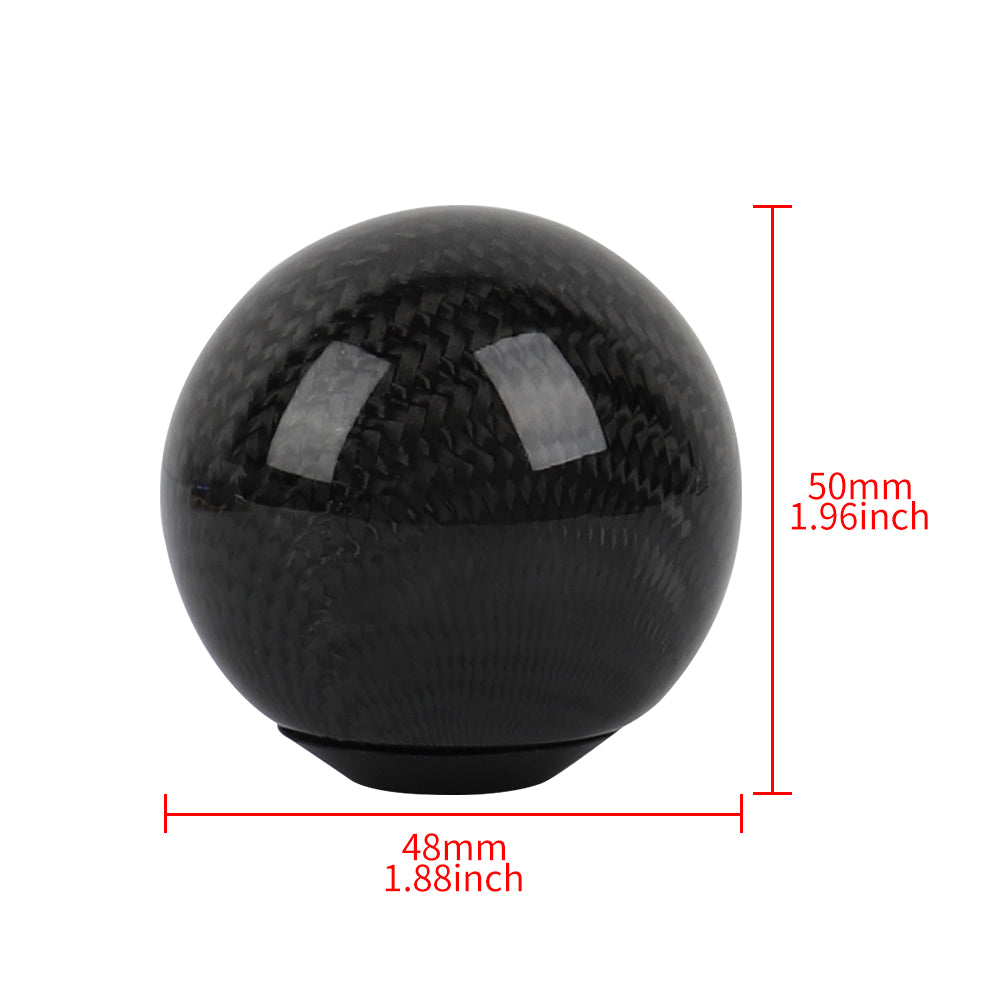 Brand New Universal Bride Car Gear Shift Knob Round Ball Shape Black Real Carbon Fiber M8 M10 M12