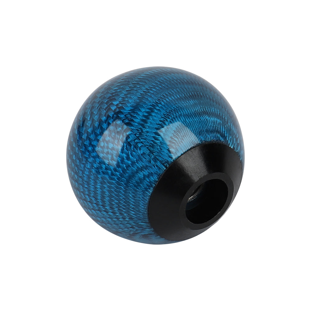 Brand New Universal Mazdaspeed Car Gear Shift Knob Round Ball Shape Blue Real Carbon Fiber M8 M10 M12