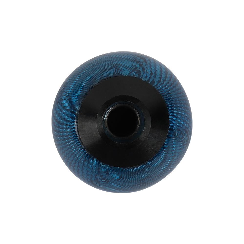 Brand New Universal Ralliart Car Gear Shift Knob Round Ball Shape Blue Real Carbon Fiber M8 M10 M12