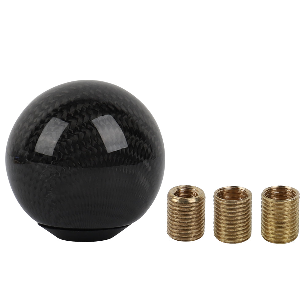 Brand New Universal Mazdaspeed Car Gear Shift Knob Round Ball Shape Black Real Carbon Fiber M8 M10 M12