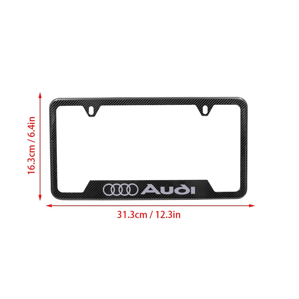 Brand New Universal 2PCS AUDI Metal Carbon Fiber Style License Plate Frame