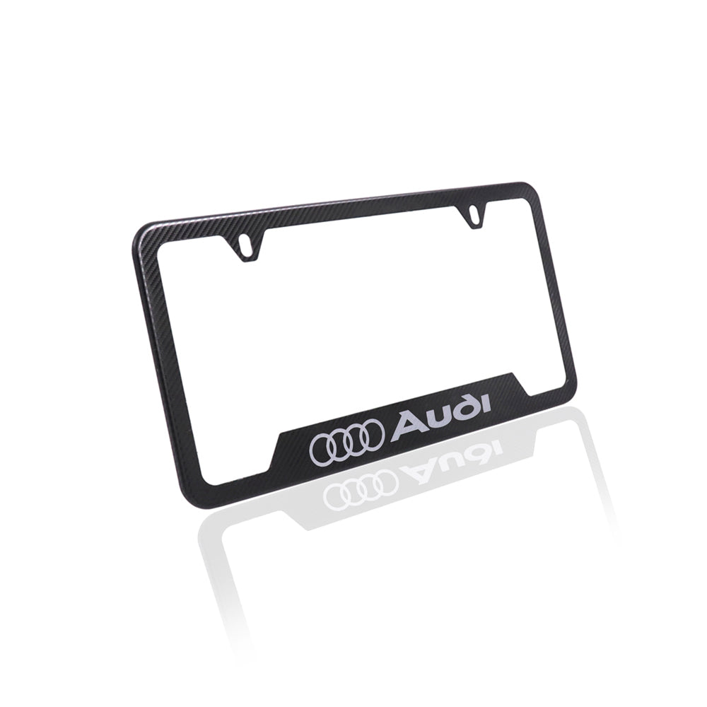 Brand New Universal 2PCS AUDI Metal Carbon Fiber Style License Plate Frame