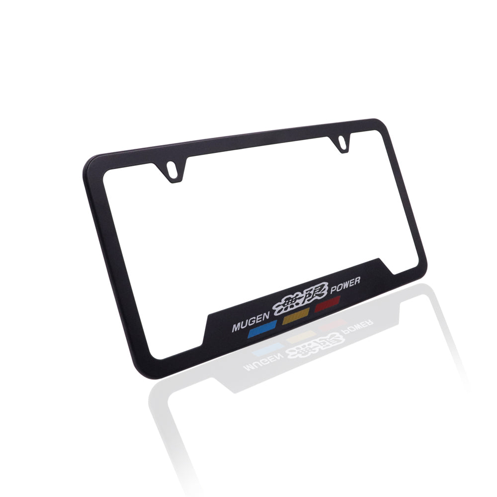 Brand New Universal 2PCS Mugen Metal Black License Plate Frame