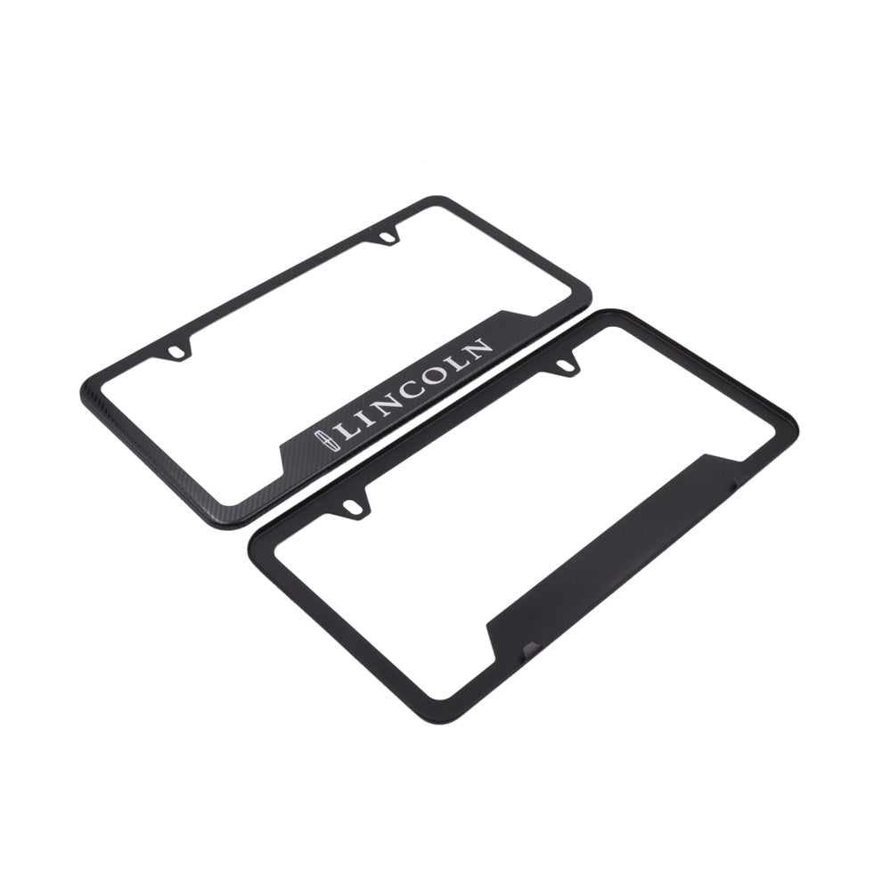 Brand New Universal 2PCS LINCOLN Metal Carbon Fiber Style License Plate Frame