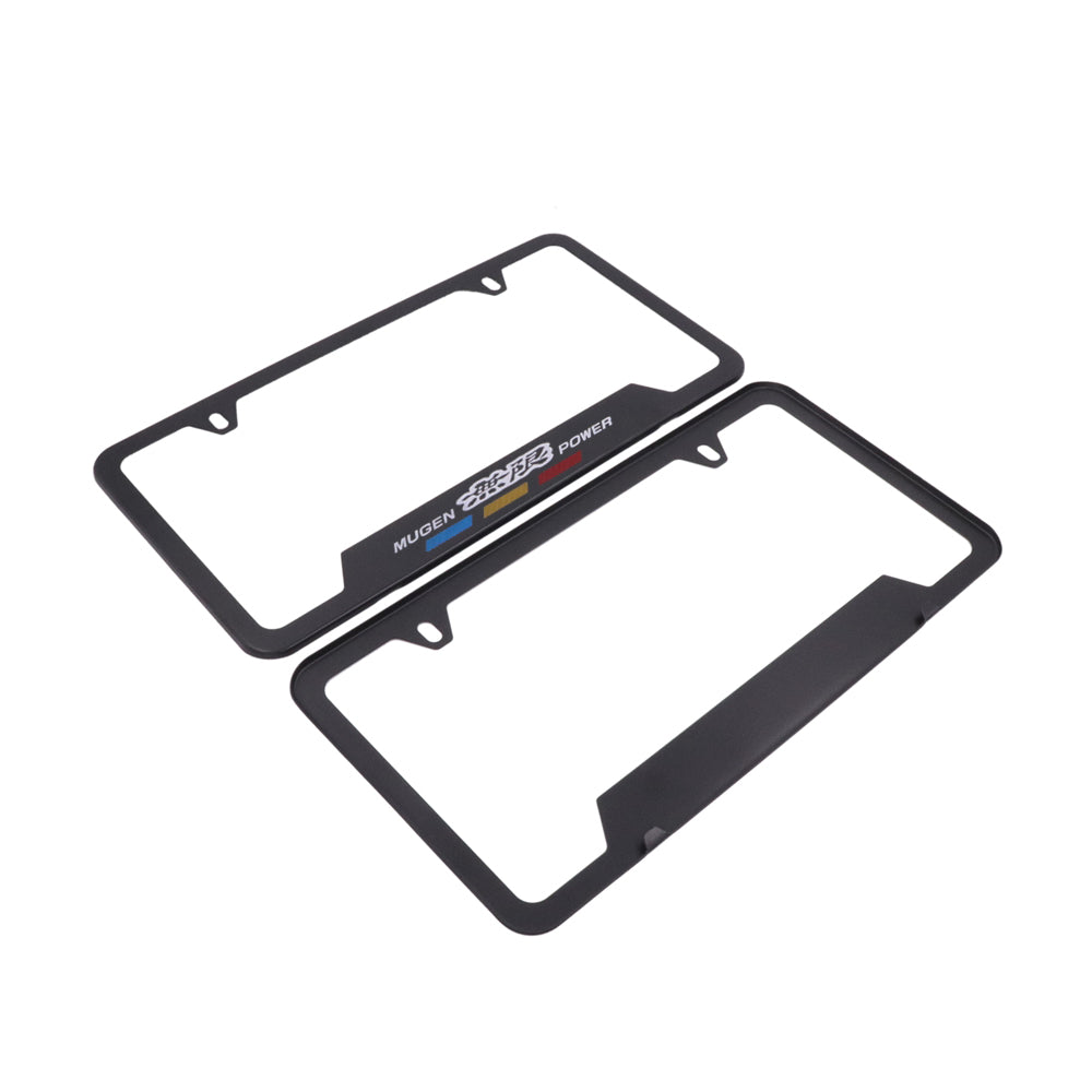 Brand New Universal 2PCS Mugen Metal Black License Plate Frame