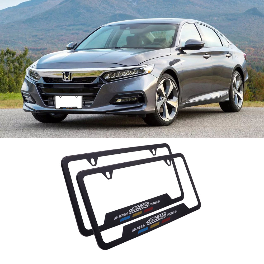 Brand New Universal 2PCS Mugen Metal Black License Plate Frame