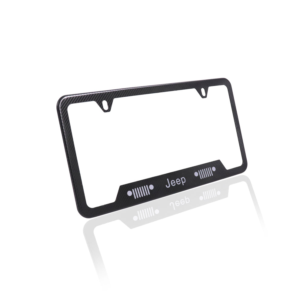 Brand New Universal 1PCS JEEP Metal Carbon Fiber Style License Plate Frame