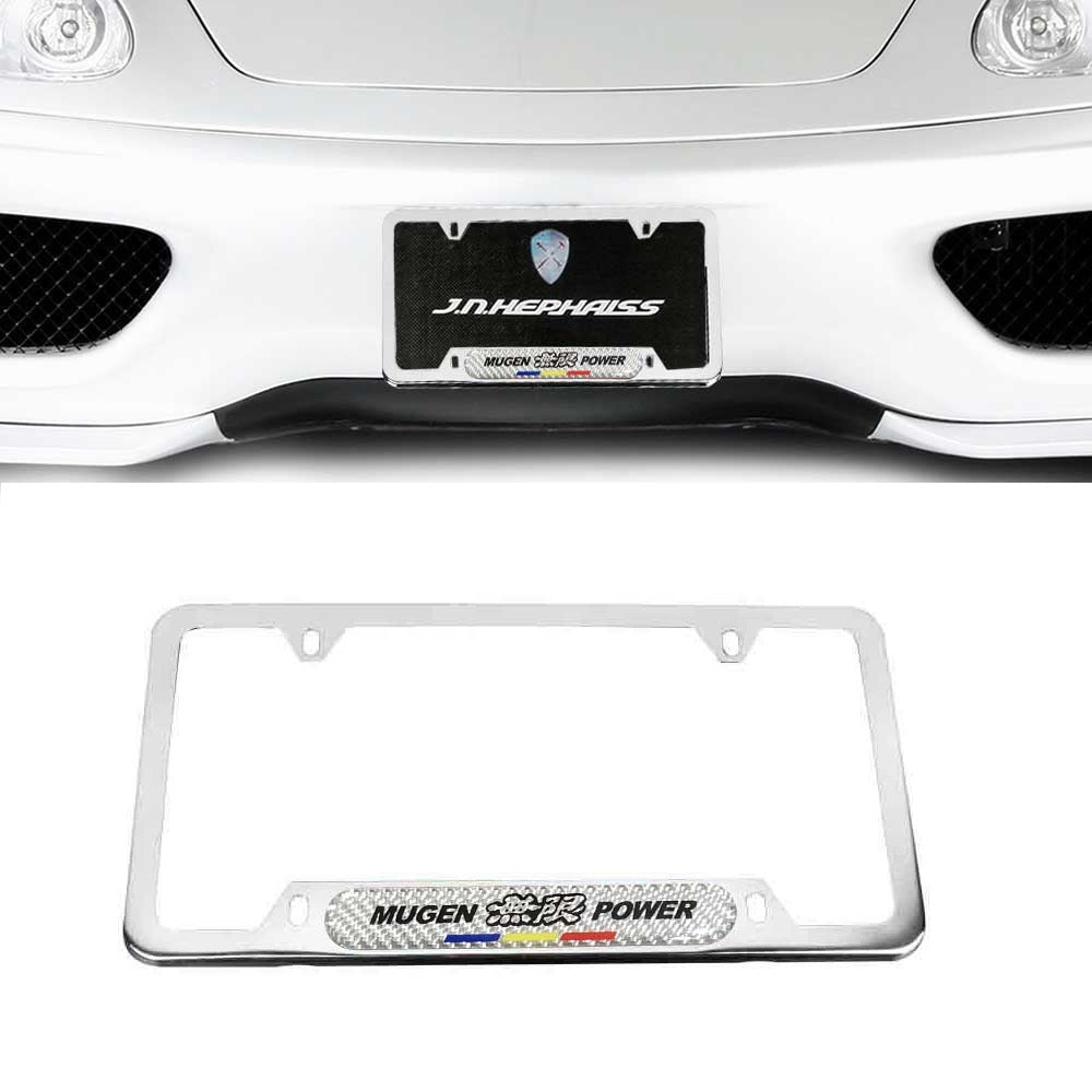 Brand New Universal 1PCS Mugen Power Chrome Metal License Plate Frame