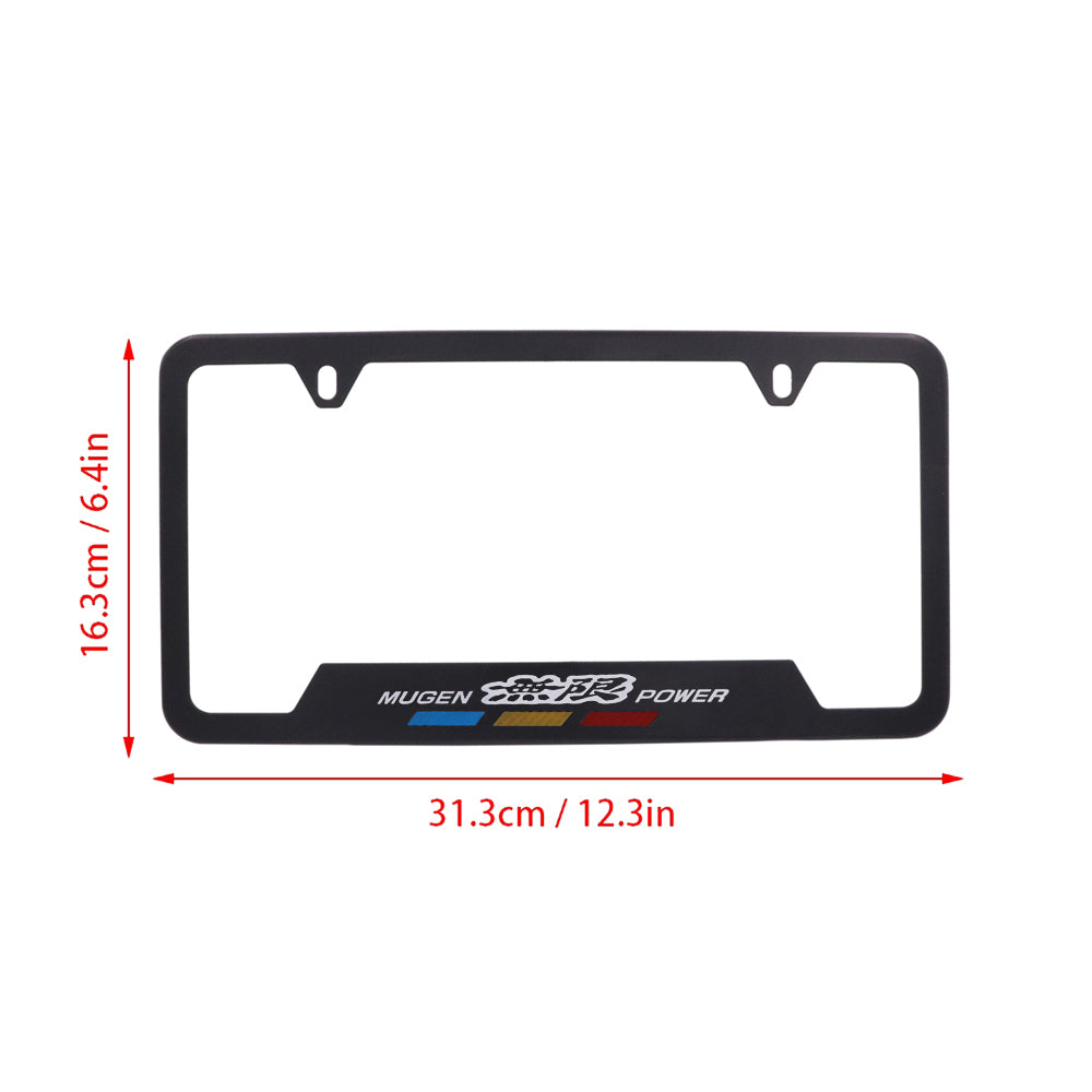 Brand New Universal 2PCS Mugen Metal Black License Plate Frame