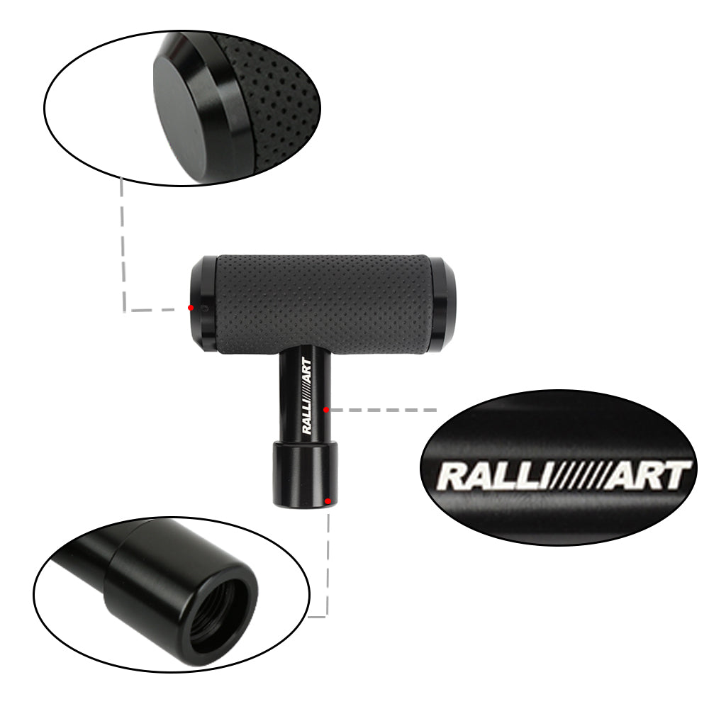 BRAND NEW RALLIART BLACK Leather Car Shift Knob Aircraft Joystick Transmission Racing Gear M8 M10 M12