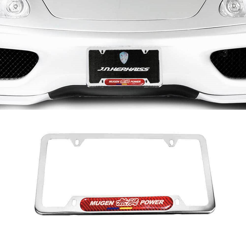 Brand New Universal 1PCS Mugen Power Chrome Metal License Plate Frame