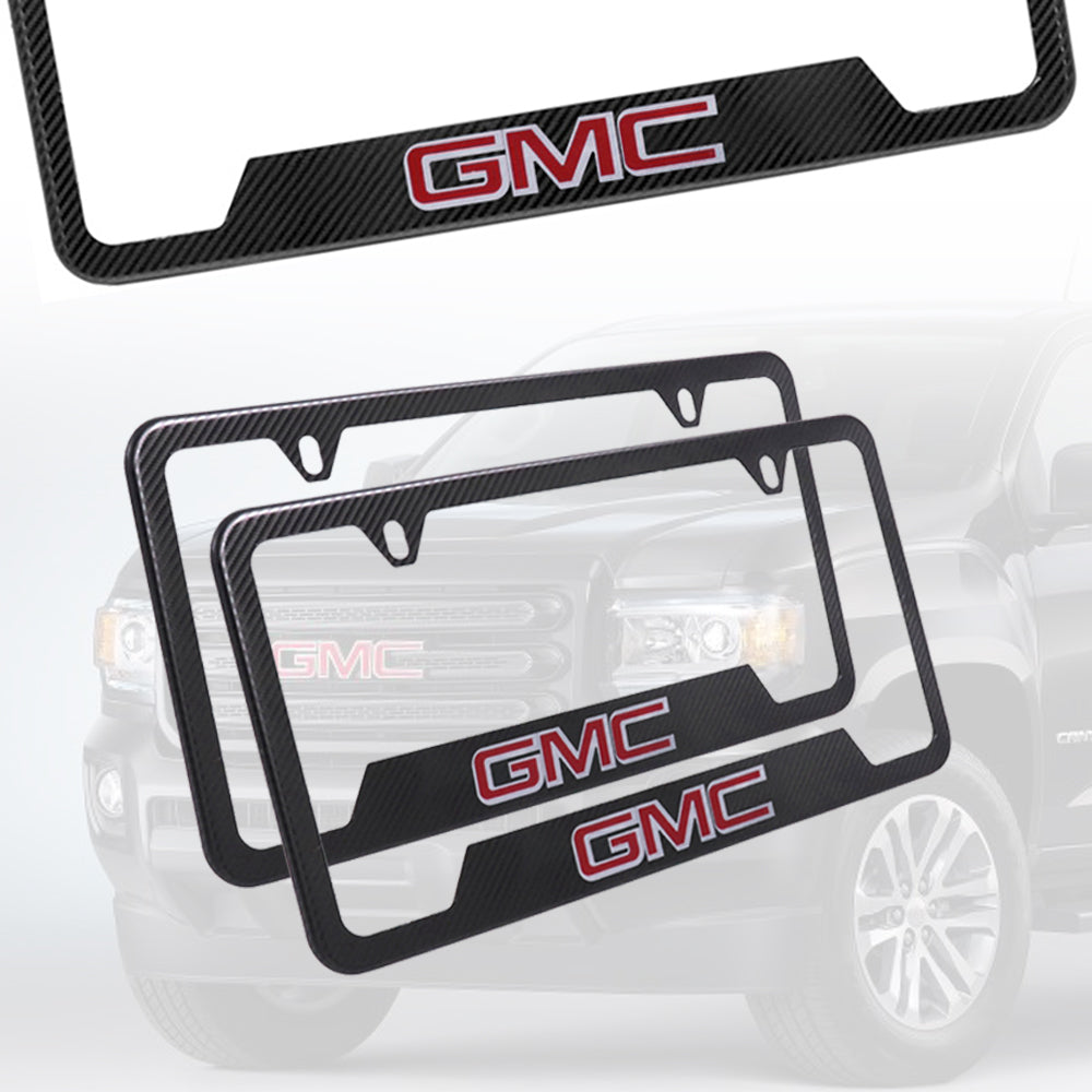 Brand New Universal 2PCS GMC Metal Carbon Fiber Style License Plate Frame