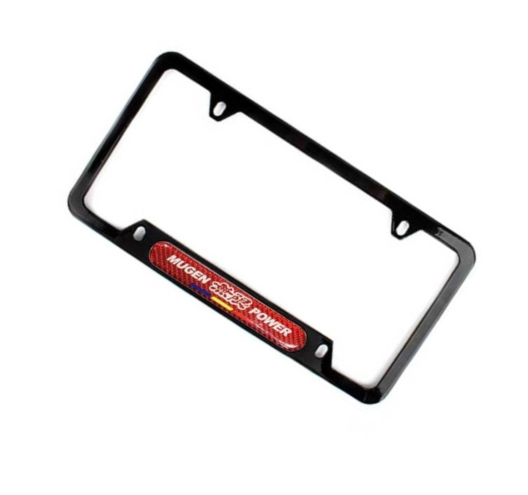 Brand New Universal 1PCS Mugen Power Glossy Black Metal License Plate Frame