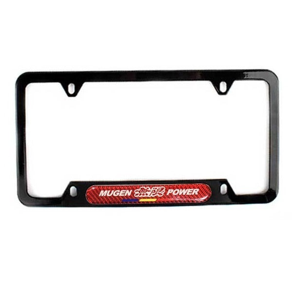 Brand New Universal 1PCS Mugen Power Glossy Black Metal License Plate Frame