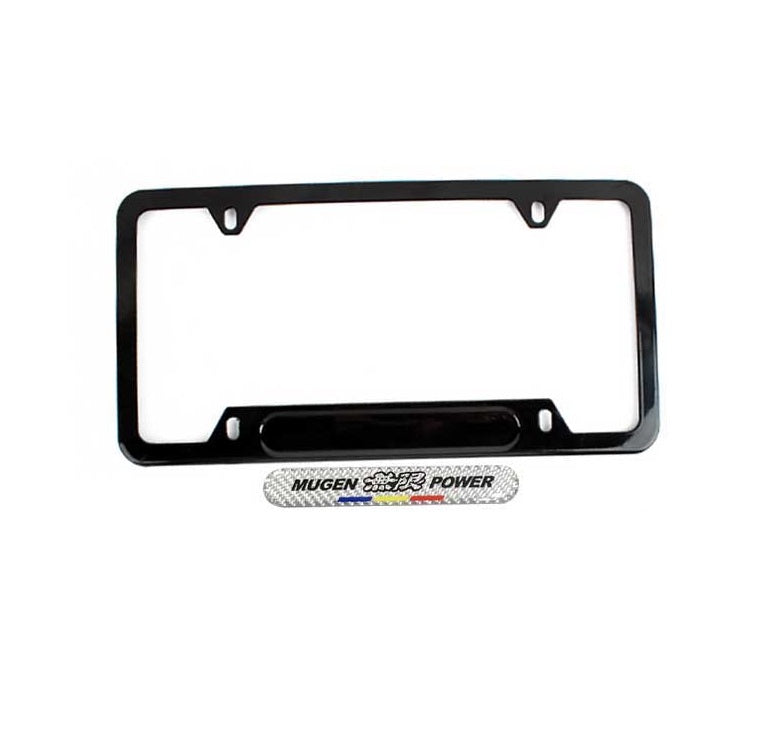 Brand New Universal 1PCS Mugen Power Glossy Black Metal License Plate Frame