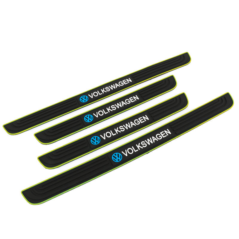 Brand New 4PCS Universal Volkswagen Yellow Rubber Car Door Scuff Sill Cover Panel Step Protector