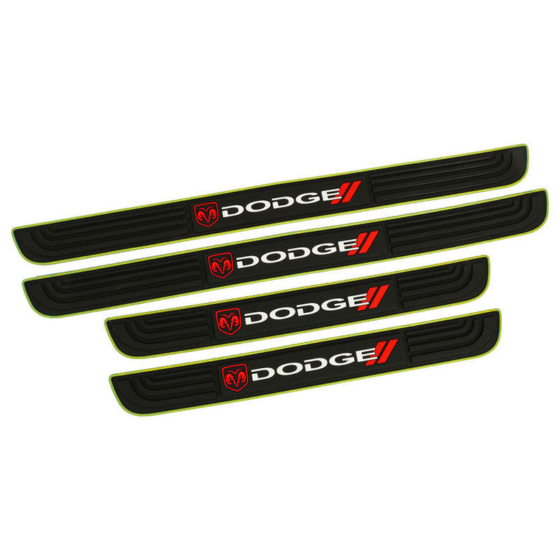 Brand New 4PCS Universal Dodge Yellow Rubber Car Door Scuff Sill Cover Panel Step Protector