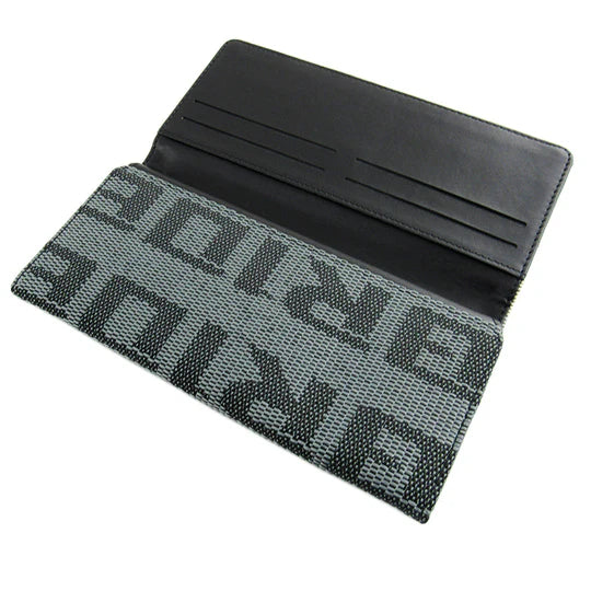 Brand New JDM Bride Racing Women's Ladies Wallet Clutch Trifold Fabric Leather Black Gradation