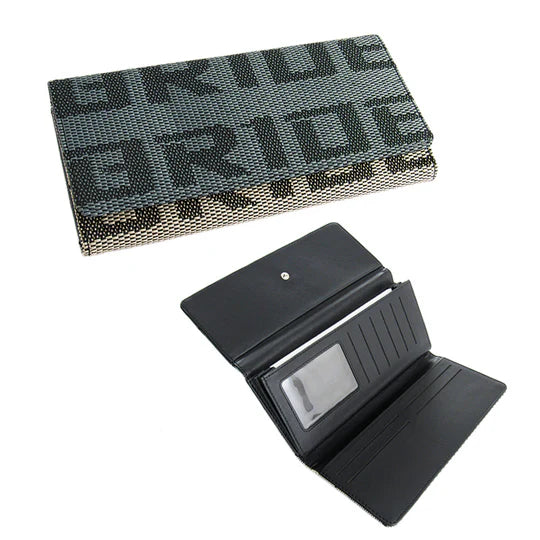 Brand New JDM Bride Racing Women's Ladies Wallet Clutch Trifold Fabric Leather Black Gradation