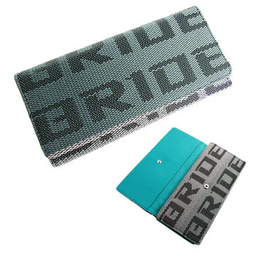 Brand New JDM Bride Racing Women's Ladies Wallet Clutch Trifold Fabric Leather Teal Gradation