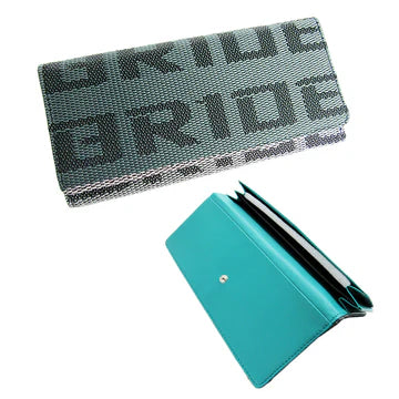 Brand New JDM Bride Racing Women's Ladies Wallet Clutch Trifold Fabric Leather Teal Gradation