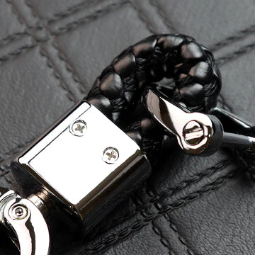 Brand New Toyota Small Black BV STYLE CALF Braided Leather Strap Keychain Keyring