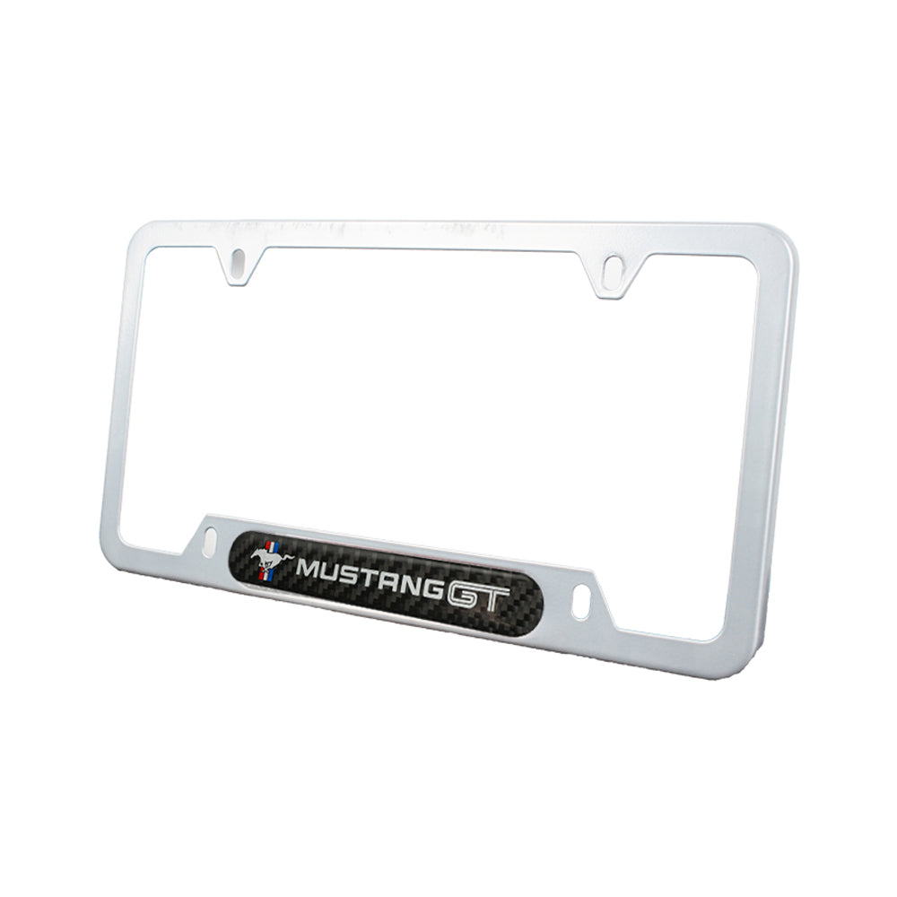 Brand New Universal 2PCS Ford Mustang GT Silver Metal License Plate Frame