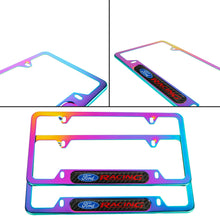 Load image into Gallery viewer, Brand New Universal 2PCS Ford Racing Neo Chrome Metal License Plate Frame