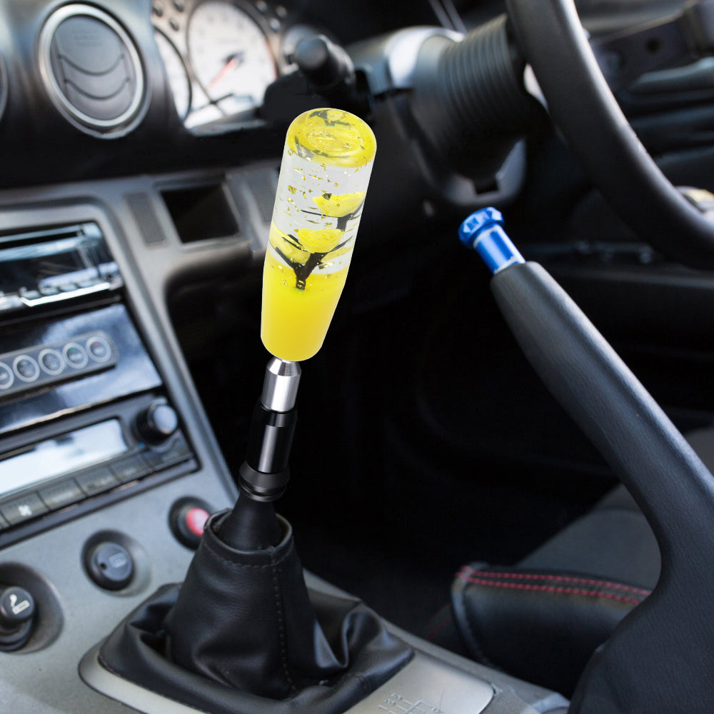 Brand New Glitter Yellow Rose Flower Stick Shift Knob Automatic Gear Shifter