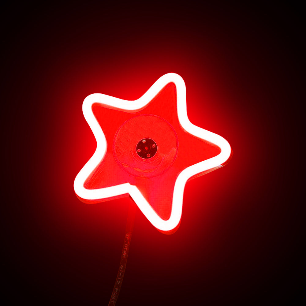 BRAND NEW UNIVERSAL STAR SHAPED RED LED Neon Flash Light Car Window Glow Electric Remote Control Lamp