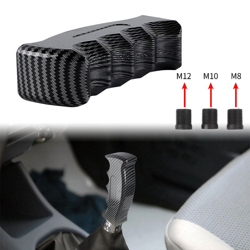 Brand New Universal Carbon Fiber Style Aluminum Slotted Pistol Grip Handle Manual Gear Shift Knob Shifter M8 M10 M12