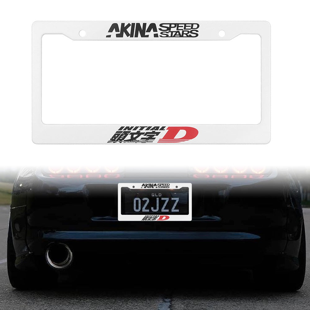 Brand New Universal 1PCS JDM INITIAL D AKINA SPEEDSTAR ABS Plastic White License Plate Frame