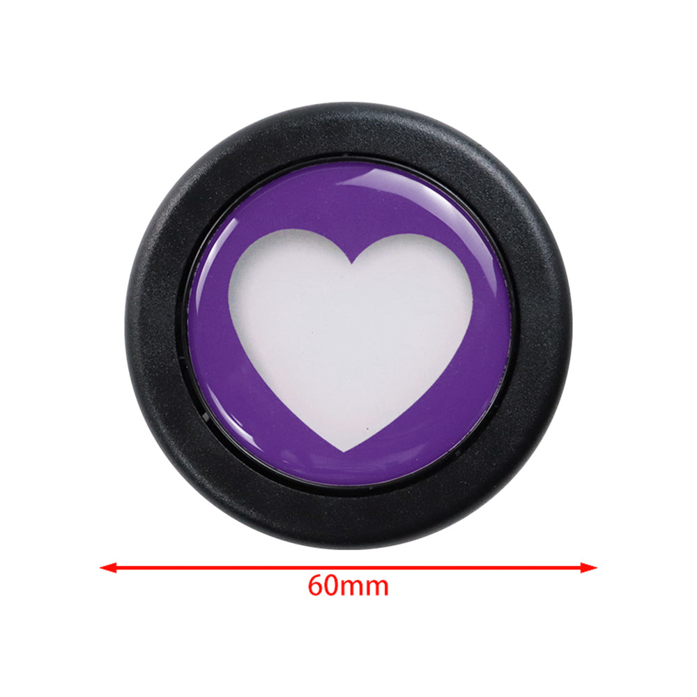 Brand New Universal Purple Heart Shape Car Horn Button Black Steering Wheel Center Cap