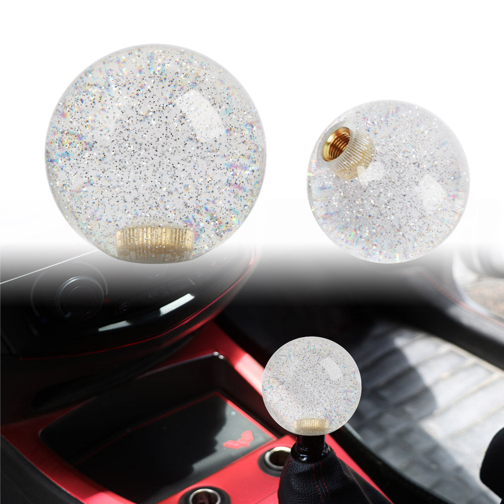 BRAND NEW Shining Round Ball Manual Gear Clear Shift Knob Shifter Universal M8 M10 M12