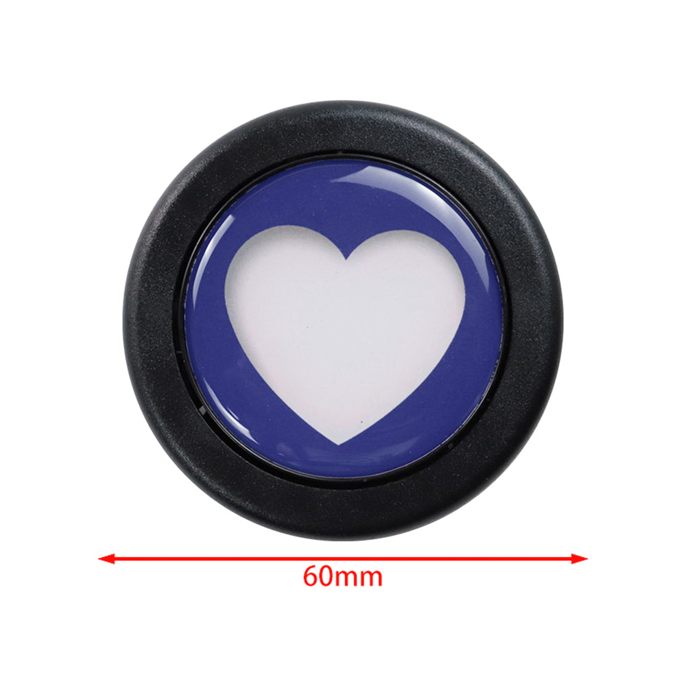 Brand New Universal Blue Heart Shape Car Horn Button Black Steering Wheel Center Cap