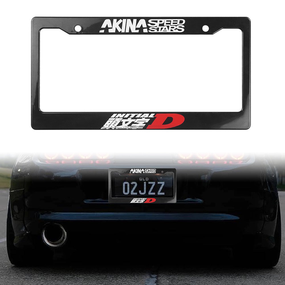 Brand New Universal 1PCS JDM INITIAL D AKINA SPEEDSTAR ABS Plastic Black License Plate Frame