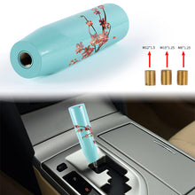 Load image into Gallery viewer, Brand New Universal 15CM Sakura Flowers Pearl Teal Long Stick Manual Car Gear Shift Knob Shifter M8 M10 M12