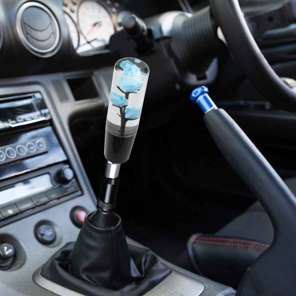 Brand New Universal JDM Crystal Rose Flowers Teal Automatic Car Gear Shift Knob Shifter