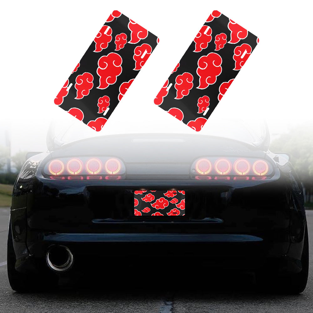 Brand New Universal 2PCS JDM ANIME NARUTO AKATSUKI CLOUD Metal Aluminum License Plate