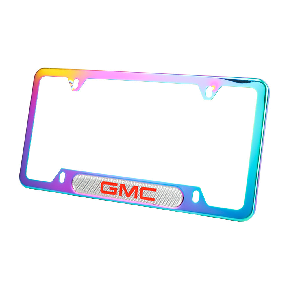 Brand New Universal 1PCS GMC Neo Chrome Metal License Plate Frame